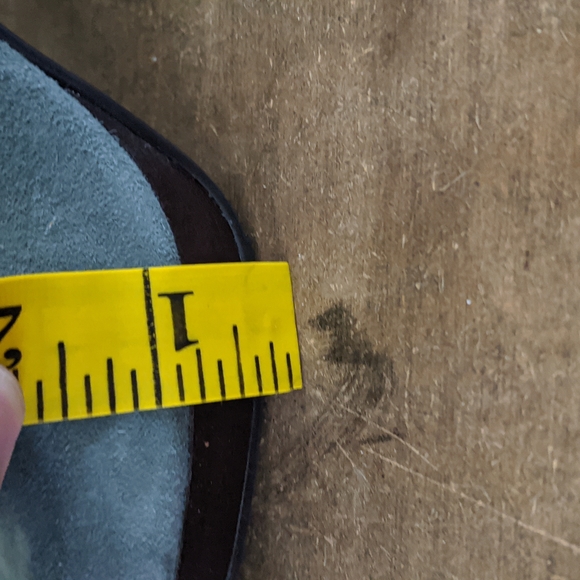 Style & co. Peep Toe Leather Suede Green Pumps With Wooden Heel - Picture 11 of 11